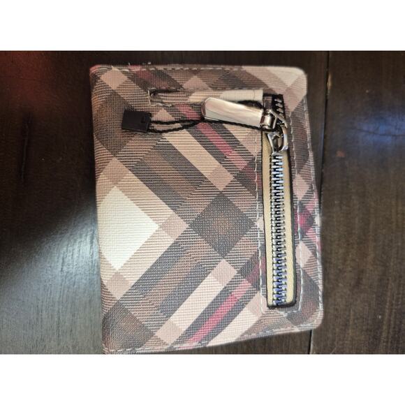 Safe Keepers Wallet Plaid Faux Leather Snap Close Zip Holds 5 Cards 7419 - Picture 2 of 5